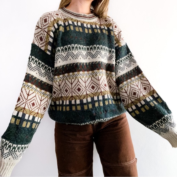 JARGON Vintage 90s Knit Cosby Sweater • Size L • Made in Korea - Picture 4 of 9